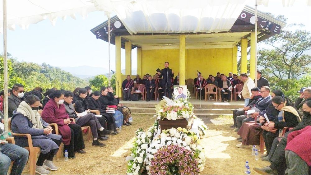 A moment during the funeral ceremony of renowned anti-corruption activist, academic, and advocate Kezhosavi Savi who was laid to rest at his native village of Jakhama on December 14. (Morung Photo)